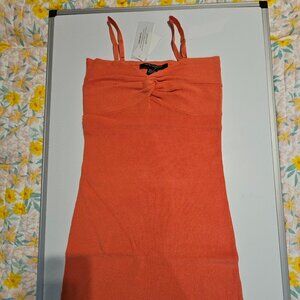 French Connection Lindee Front Twist Slip Dress Color is Coral Size 10